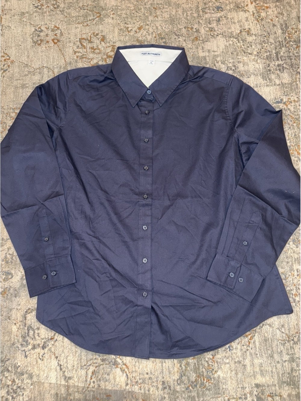Port Authority Women's XL Navy Long Sleeve Button Down Shirt A418
